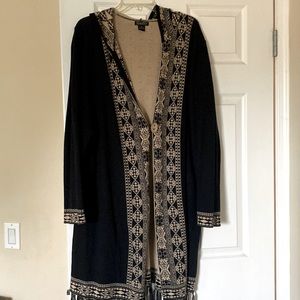 Lucky Brand hooded Sweater Black and Tan